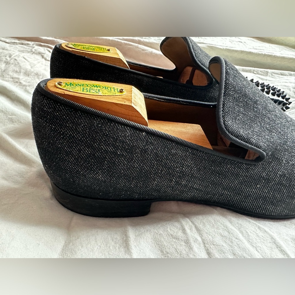 Christian Louboutin Dandelion Spikes Loafers Black Denim Studded Slip On EU 44 - Picture 4 of 10